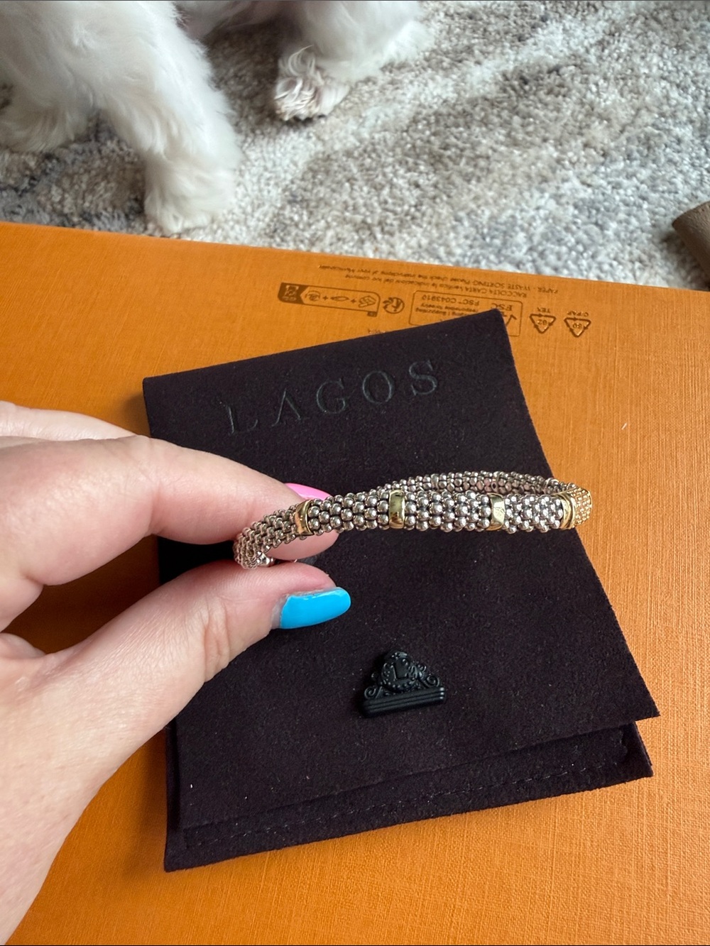 Pavé Accent Mesh Bracelet - Silver with Gold Pavé - Picture 5 of 6